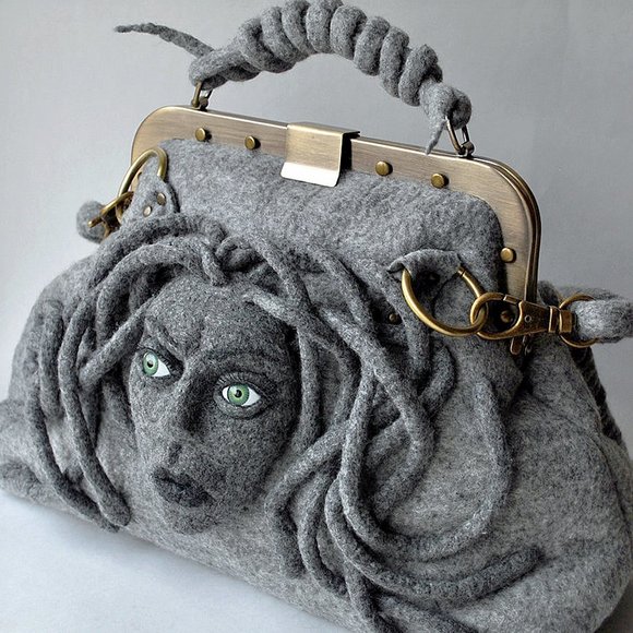 UNIQUE LARGE FELTED BAG RARE GIFT FOR WOMEN - Picture 4 of 14